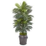 Nearly Natural 8683 5' Artificial Green Areca Palm Plant in Metal Planter
