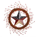 Nearly Natural W1215 20`` Americana Patriotic Star Wreath Red White and Blue