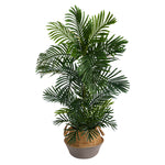Nearly Natural T2906 4` Areca Artificial Palm Tree in Cotton & Jute Gray Woven Planters
