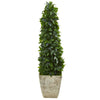 Nearly Natural 9935 38" Artificial Green Sweet Bay Cone Topiary Tree in Country White Planter