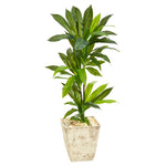 Nearly Natural 39``Dracaena Artificial Plant in Country White Planter (Real Touch)