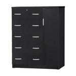 Better Home Products 616859964341 JCF Sofie 5 Drawer Wooden Tall Chest Wardrobe In Black