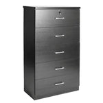 Better Home Products 616859965713 Olivia Wooden Tall 5 Drawer Chest Bedroom Dresser In Black