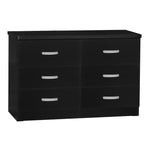 Better Home Products 616859965645 Megan Wooden 6 Drawer Double Dresser In Black