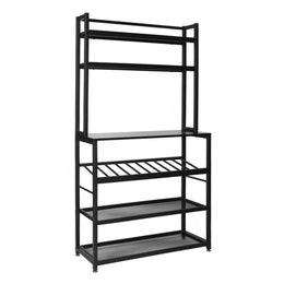 Better Home Products 616859965478 6 Tier Metal Kitchen Baker's Rack With Wine Rack In Black