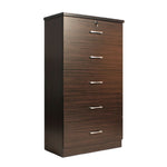 Better Home Products 616859965744 Olivia Wooden Tall 5 Drawer Chest Bedroom Dresser Tobacco