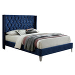Better Home Products 616859964136 Alexa Velvet Upholstered Full Platform Bed In Blue