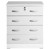 Better Home Products 616859964501 Cindy 4 Drawer Chest Wooden Dresser With Lock In White
