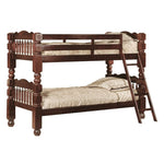 Better Home Products 616859963382 Andrei Twin Over Twin Solid Wood Spindle Bunk Bed Tobacco