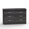 Better Home Products DD-Pam-Gray Megan Wooden 6 Drawer Double Dresser In Gray