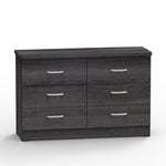 Better Home Products DD-Pam-Gray Megan Wooden 6 Drawer Double Dresser In Gray