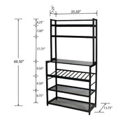 Better Home Products 616859965478 6 Tier Metal Kitchen Baker's Rack With Wine Rack In Black