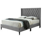 Better Home Products 616859963801 Amelia Velvet Tufted Queen Platform Bed In Gray