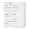 Better Home Products 616859964389 JCF Sofie 5 Drawer Wooden Tall Chest Wardrobe In White