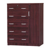 Better Home Products 616859964365 JCF Sofie 5 Drawer Wooden Tall Chest Wardrobe In Mahogany