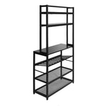 6 Tier Metal Kitchen Baker's Rack With Wine Rack In Black