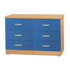 Better Home Products 616859965683 Megan Wooden 6 Drawer Double Dresser In Beech & Blue