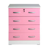 Better Home Products 616859964518 Cindy 4 Drawer Chest Wooden Dresser With Lock White & Pink