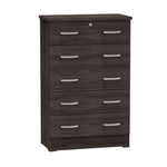 Better Home Products 616859965812 Cindy 5 Drawer Chest Wooden Dresser With Lock Pecan (Gold)