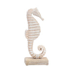 Sagebrook Home 17667-02 Wood, 13" Seahorse, Rustic White