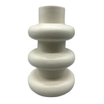 Sagebrook Home 18642-02 Ceramic, 8" Three Ribbed Vase, Cotton