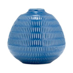 Sagebrook Home 17416-04 Ceramic, 6", Stripe Oval Vase, Coastal Blue