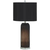 Benzara Hand Carved Glass Body Table Lamp with Fabric Drum Shade, Set of 2, Black