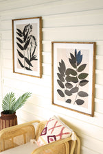 Kalalou CHH1316 Set of Two Framed Black Leaf Prints Under Glass