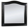 Benzara Wooden Frame Mirror with Molded Trim Curved Top, Black
