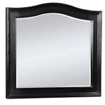 Benzara Wooden Frame Mirror with Molded Trim Curved Top, Black
