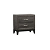 Benzara 2 Drawer Nightstand with Grain Details and Tapered Legs,Dark Gray and Black