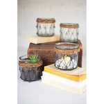 Kalalou CLAN1053 Wicker and Wire Wrapped Glass Votive