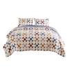 Benzara 3 Piece Microfiber Full Size Quilt Set with Geometric Print, Multicolor