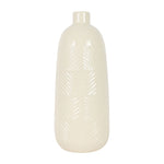 Sagebrook Home 18625-04 Ceramic, 16" Textured Lines Vase, Cotton