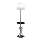 Benzara Geometric Design Acrylic Floor Lamp with Fabric Shade, Clear and Chrome