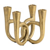 Sagebrook Home 18209 Metal, 7" French Horn 4-Taper Candleholder, Gold