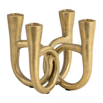 Sagebrook Home 18209 Metal, 7" French Horn 4-Taper Candleholder, Gold