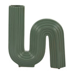 Sagebrook Home 16912-03 Ceramic, 11" Loopy Vase, Dark Sage