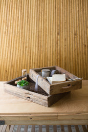 Kalalou NMCC1050 Set Of Two Repurposed Perforated Metal Trays