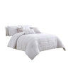 Benzara BM227300 6 Piece King Cotton Comforter Set with Frayed Edges, White & Gray