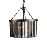 Benzara 4 Light Glass Cut Flat Iron Frame Chandelier, Gray