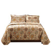 Benzara Tisa 5 Piece Reversible King Quilt Set with Floral and Fruit Pattern, Multicolor