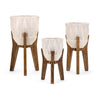 IMAX Worldwide Home Ella Elaine Amara Vases on Wood Stands - Set of 3