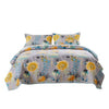 Benzara 3 Piece King Size Fabric Quilt with Floral Pattern, Multicolor
