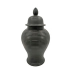 Sagebrook Home 18729-02 Ceramic, 18" Ribbed Temple Jar, Black