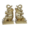 Benzara Polyresin Bookend with Trumpeting Elephant and Block Base, Gold