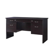 Benzara 55 Inches Wooden Desk with 4 Lockable Drawers, Dark Brown