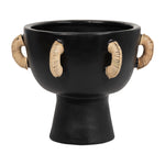 Sagebrook Home 18045-01 Terracotta, 11" Eared Bowl On Stand Vase, Black
