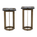 Sagebrook Home 18223-01 Metal, Set of 2 22/24" Stone Top Side Tables, Gold/Black