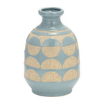 Sagebrook Home 17996-02 Ceramic, 10" Half Circles Vase, Cameo Blue